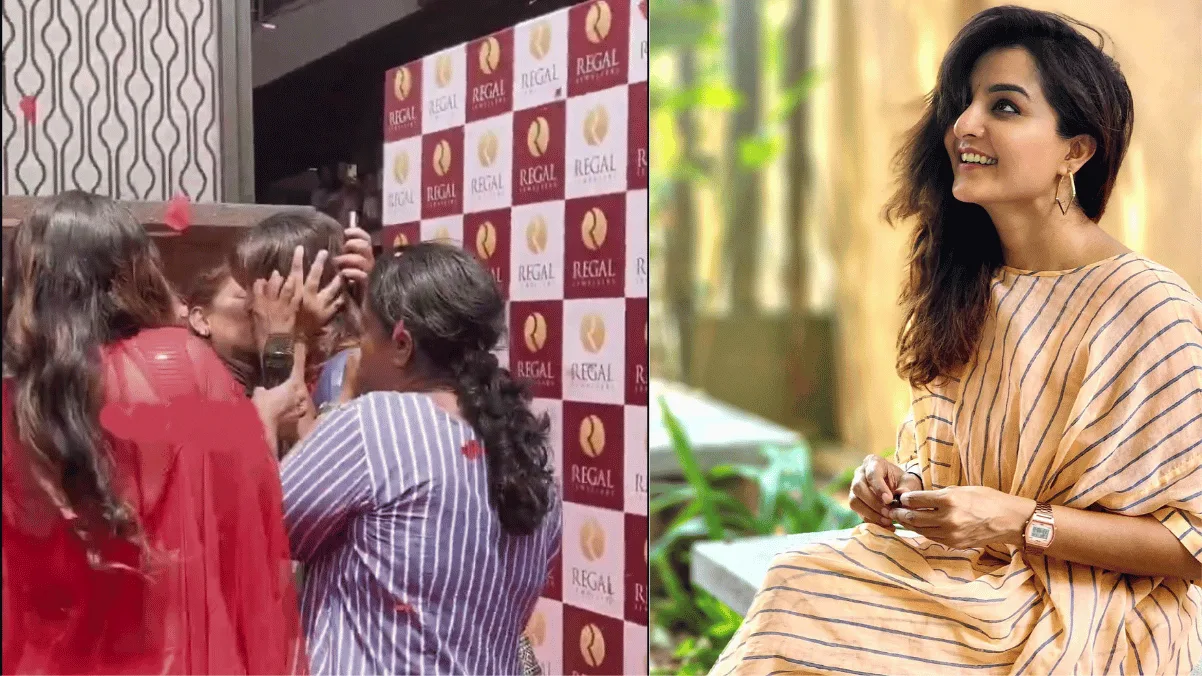 மேடையில் மஞ்சு வாரியருக்கு உதட்டில் முத்தம் கொடுத்த ரசிகை! – வைரலாகும் வீடியோ